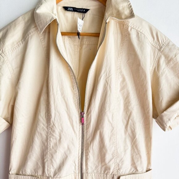 Zara Light Beige Cargo Jumpsuit Boiler suit S - Picture 5 of 7